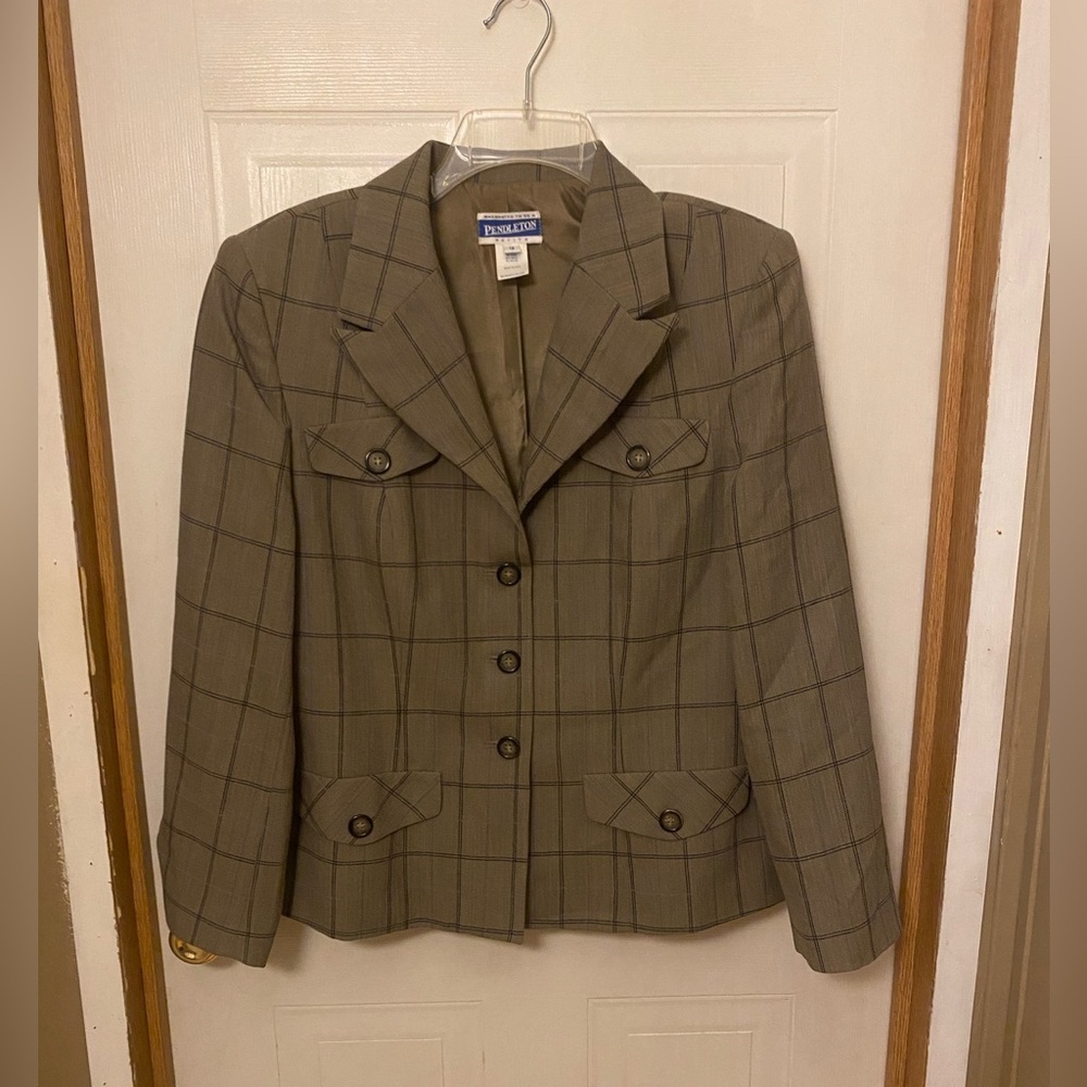 VTG Pendleton Women's Wool Checkered Blazer - 12 Petite